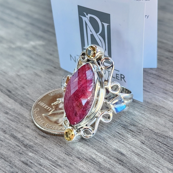 Nicky Butler RAJ Collection Ruby Citrine 925 Sterling Silver Ring Limited NWT ❤️ - Picture 2 of 14